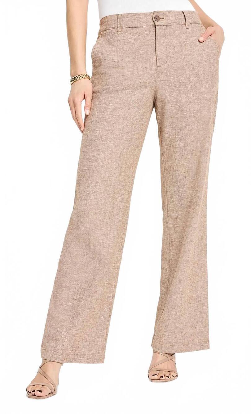 NEW NIC + ZOE women's eliot wide-leg pants in brown mix